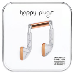 Happy Plugs Earbud Headphones with Mic/Remote Marble